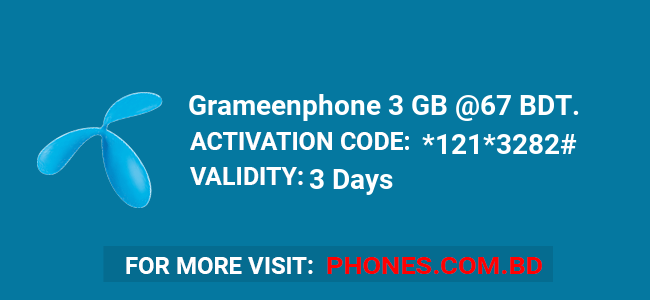 Grameenphone 3 GB @67 BDT.