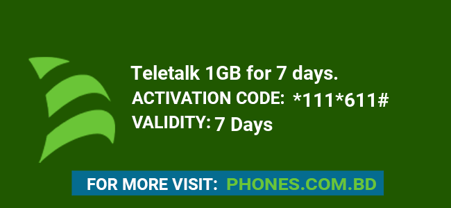 Teletalk 1GB for 7 days.